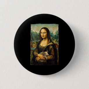 Mona Lisa Schwein Ferkel Porträt Kunst Malerei Tan Button