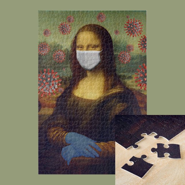 Mona Lisa spielt im Safe um Coronavirus, ZFBP Puzzle (Mona Lisa Playing Safe Around Coronavirus, ZFBP Jigsaw Puzzle)