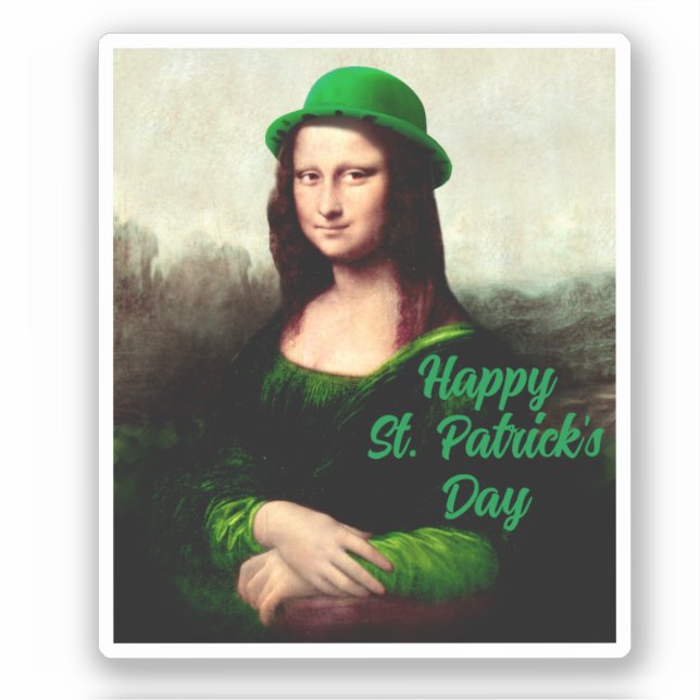 Mona Lisa St. Patrick's Day Kleeblatt Aufkleber (Vorderseite)