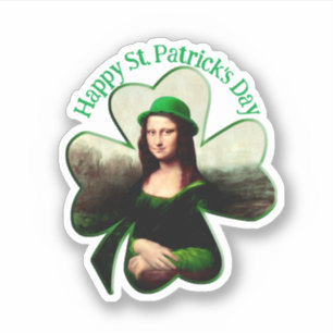 Mona Lisa St. Patrick's Day Kleeblatt Aufkleber