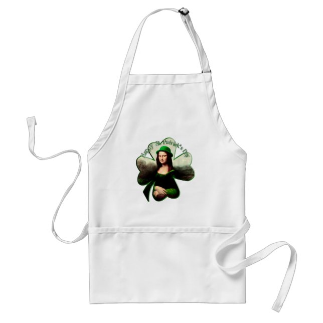 Mona Lisa St. Patrick's Day Kleeblatt Schürze (Vorne)