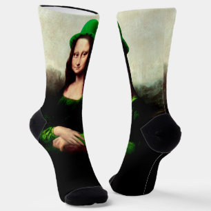 Mona Lisa St. Patrick's Day Kleeblatt Socken
