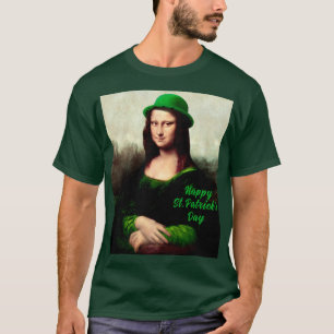 Mona Lisa St. Patrick's Day Kleeblatt T-Shirt