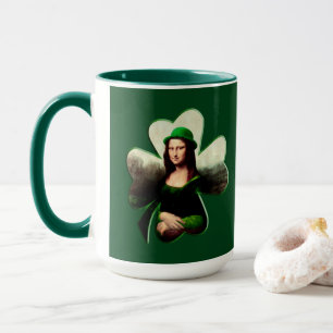 Mona Lisa St. Patrick's Day Kleeblatt Tasse