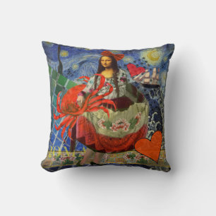 Mona Lisa Sternennacht Collage: Whimsical Surreal Kissen