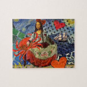 Mona Lisa Sternennacht Collage: Whimsical Surreal Puzzle