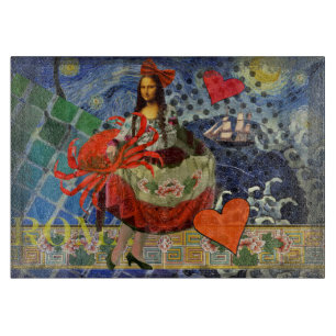 Mona Lisa Sternennacht Collage: Whimsical Surreal  Schneidebrett