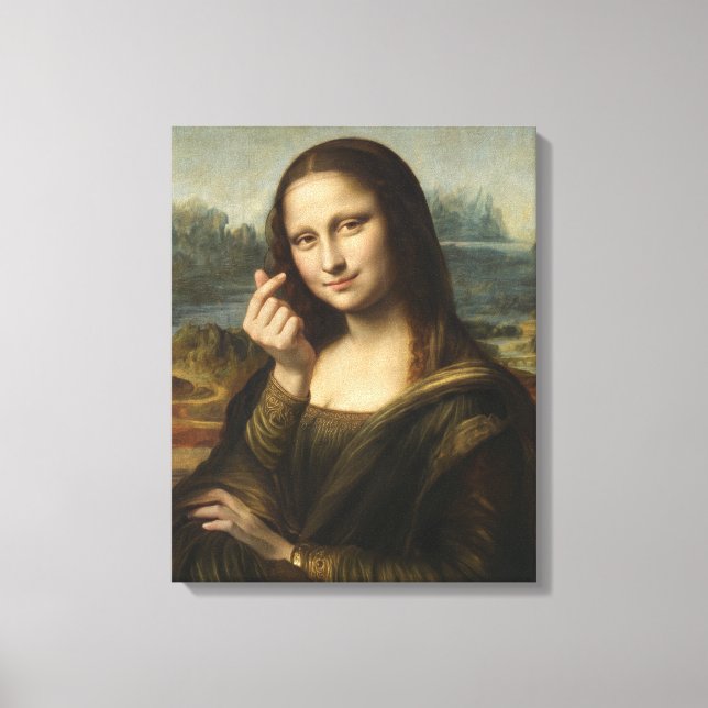 Mona Lisa striking a "Kyun Pose" Leinwanddruck (Vorderseite)