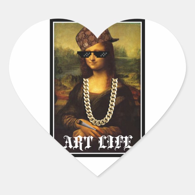 Mona Lisa Thug Art Life Herz-Aufkleber (Vorderseite)