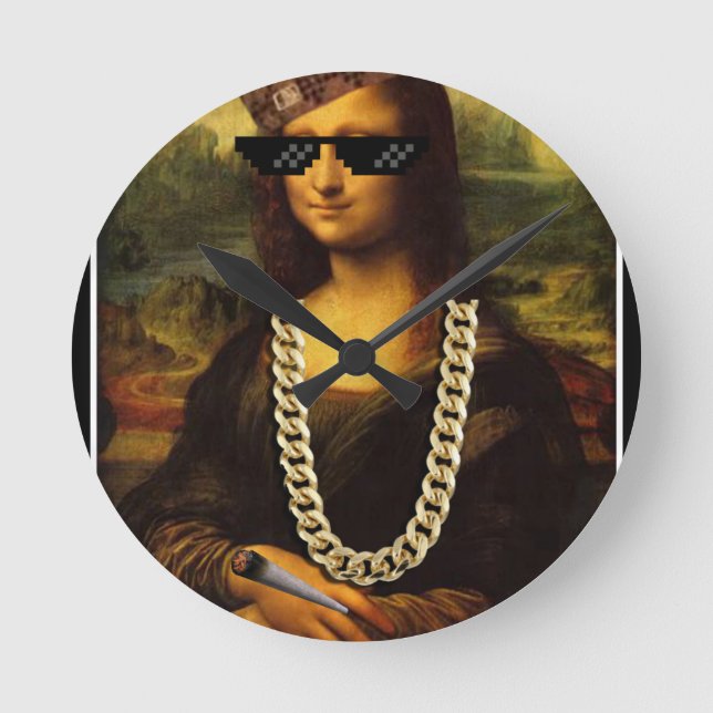 Mona Lisa Thug Art Life Runde Wanduhr (Vorderseite)