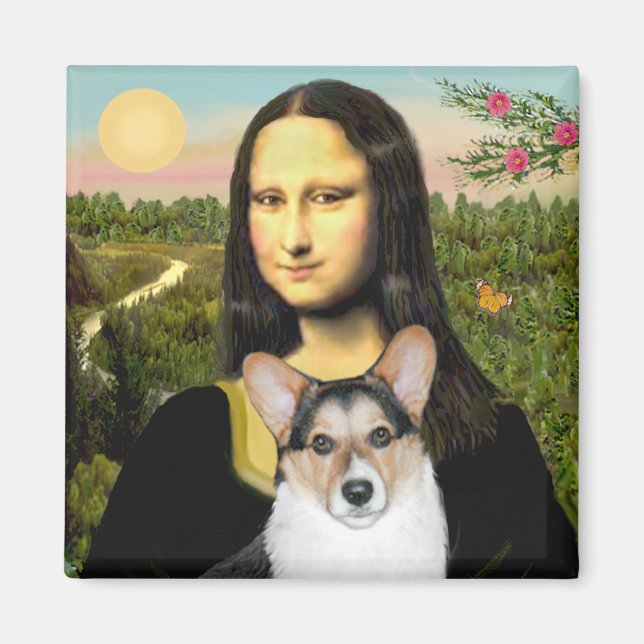 Mona Lisa - Tri Color Welsh Corgi 10 Magnet (Vorne)