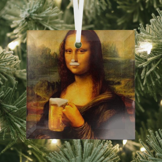 Mona Lisa trinkt Bier, Bierliebhaber Ornament Aus Glas (Insitu)