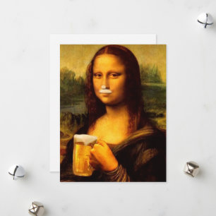 Mona Lisa trinkt Bier Liebhaber Feiertagskarte