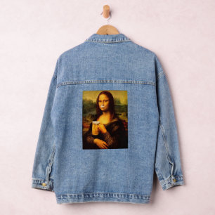 Mona Lisa trinkt Bier Liebhaber Jeansjacke