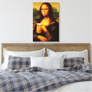 Mona Lisa trinkt Bier Liebhaber Leinwanddruck