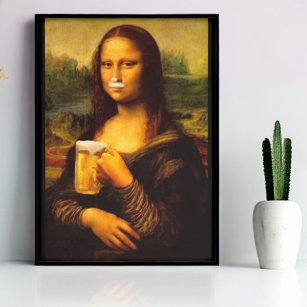 Mona Lisa trinkt Bier Liebhaber Poster