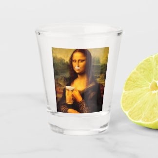Mona Lisa trinkt Bier Liebhaber Schnapsglas