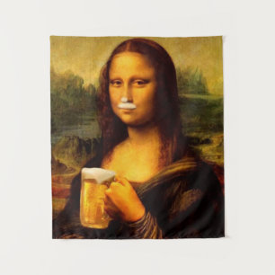 Mona Lisa trinkt Bier Liebhaber Wandteppich