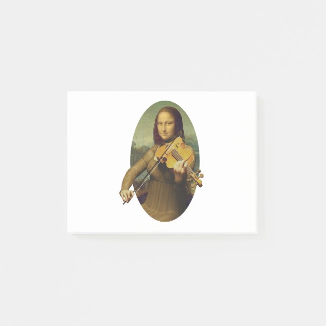 Mona Lisa übt Violine oder Viola Post-it Klebezettel (Vorderseite)