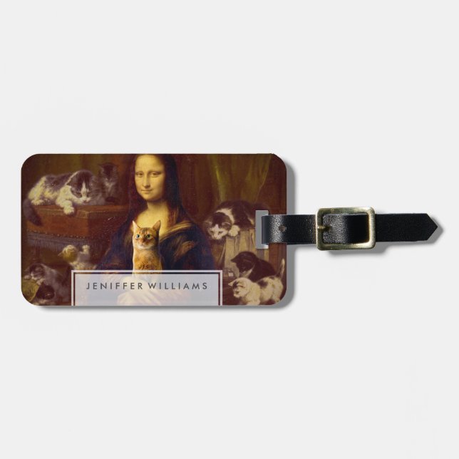 Mona Lisa und ihre Katze Gepäckanhänger (Vorderseite horizontal)