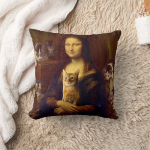 Mona Lisa und ihre Katze Kissen