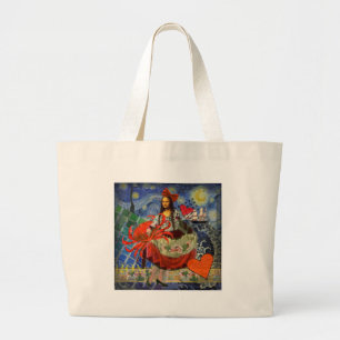 Mona Lisa und Krabbe Jumbo Stoffbeutel