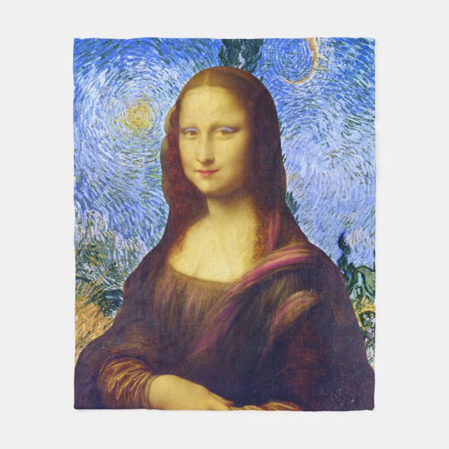 Mona Lisa und Van Gogh Fleecedecke (Vorderseite)