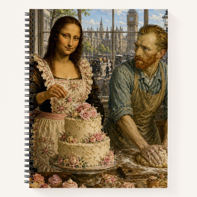 Mona Lisa & Van Gogh Backen Notizbuch (Vorderseite)