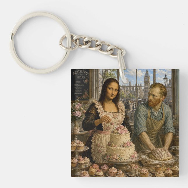Mona Lisa & Van Gogh Backen Schlüsselanhänger (Vorderseite)