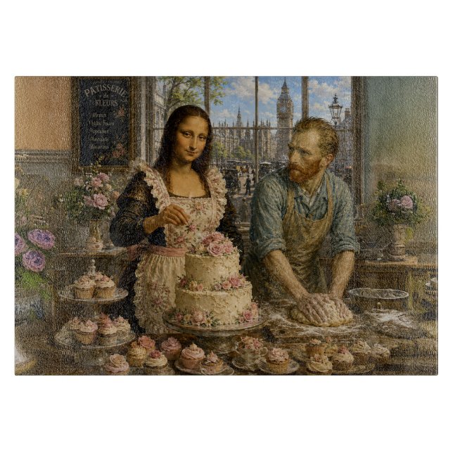 Mona Lisa & Van Gogh Backen Schneidebrett (Vorderseite)