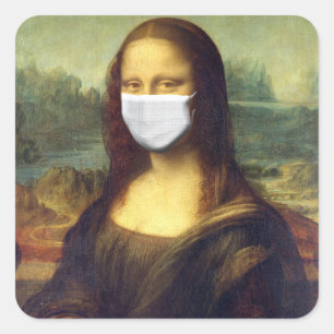Mona Lisa Via Corona Virus Quadratischer Aufkleber
