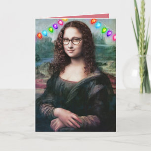 MONA LISA WAVY HAIR FUNNY CHRISTMAS CARDS KARTE