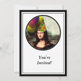 Mona Lisa Wearing Party Hat Einladung