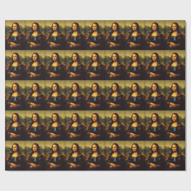 Mona Lisa Wears Blue Ribbon Geschenkpapier (Flach)