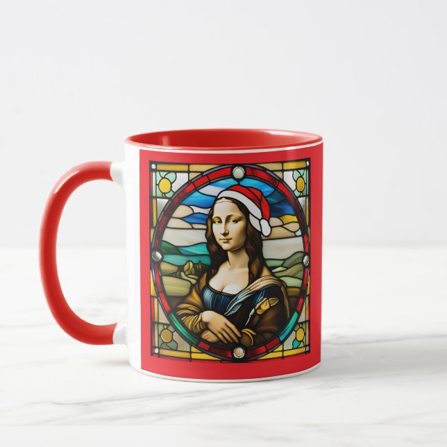 Mona Lisa Weihnachten Buntglas Tasse (Links)