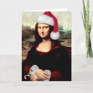 Mona Lisa Weihnachtsmannmütze Weihnachten