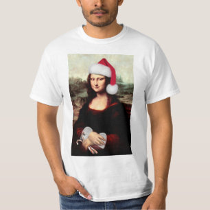 Mona Lisa Weihnachtsmannmütze Weihnachten T-Shirt