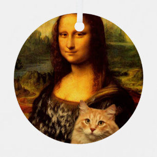 Mona Lisa with a cat (Cat fur) Cat pet lovers Ornament Aus Metall