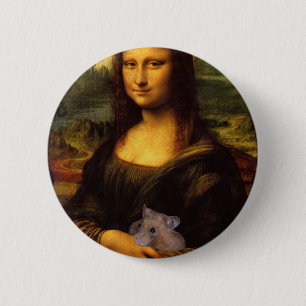 Mona Lisa With Hamster Button