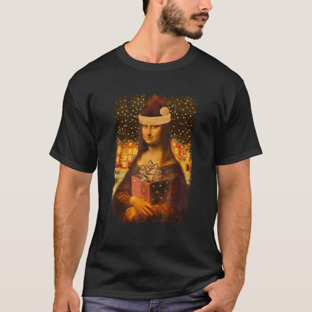 Mona Lisa with Santa Hat for Art Teacher Mona Lisa T-Shirt (Vorderseite)