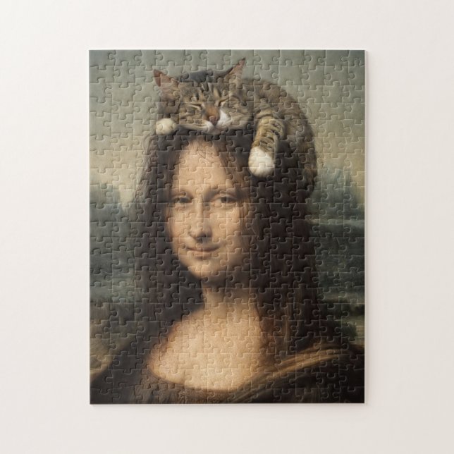 Mona Lisa With Sleeping Cat                        Puzzle (Vertikal)
