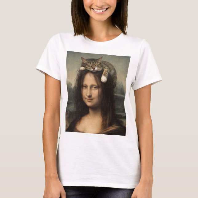 Mona Lisa With Sleeping Cat                        T-Shirt (Vorderseite)