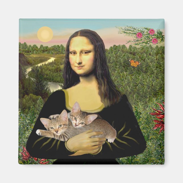 Mona Lisa - Zwei Tabby Kittens Magnet (Vorne)