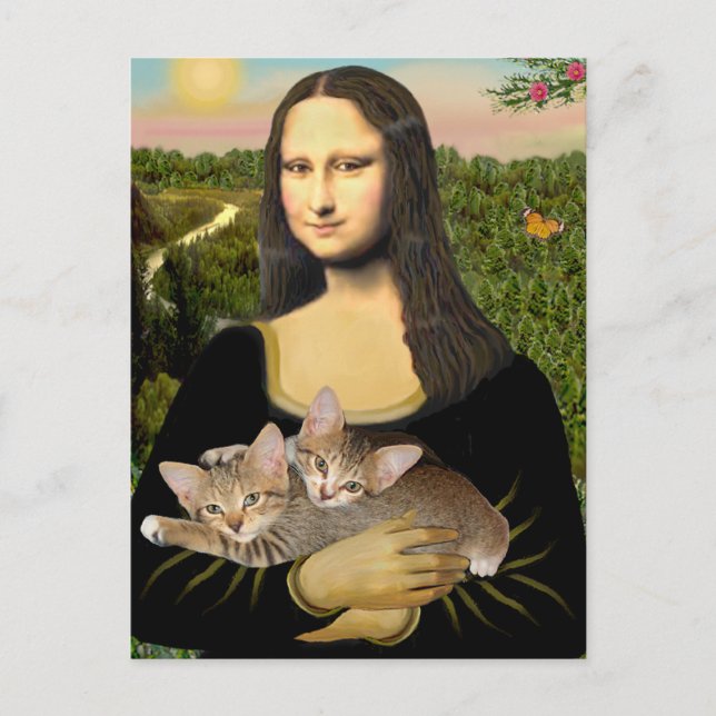 Mona Lisa - Zwei Tabby Kittens Postkarte (Vorderseite)