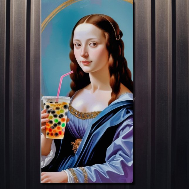 Mona Lisa's Bubble Tea Moment – Glossy Poster (Von Creator hochgeladen)