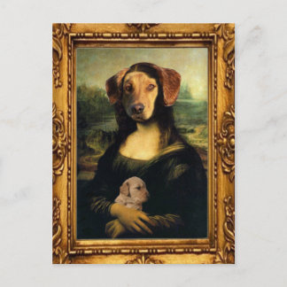 Mona Lisa's Dog - Golda Lisa - Berühmtes Portrait Postkarte