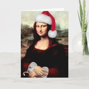 Mona Lisas Weihnachtszeit-Weihnachtsmannmütze Feiertagskarte
