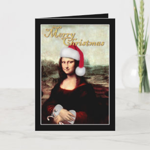 Mona Lisas Weihnachtszeit-Weihnachtsmannmütze Feiertagskarte