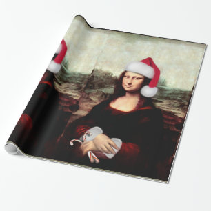 Mona Lisas Weihnachtszeit-Weihnachtsmannmütze Geschenkpapier