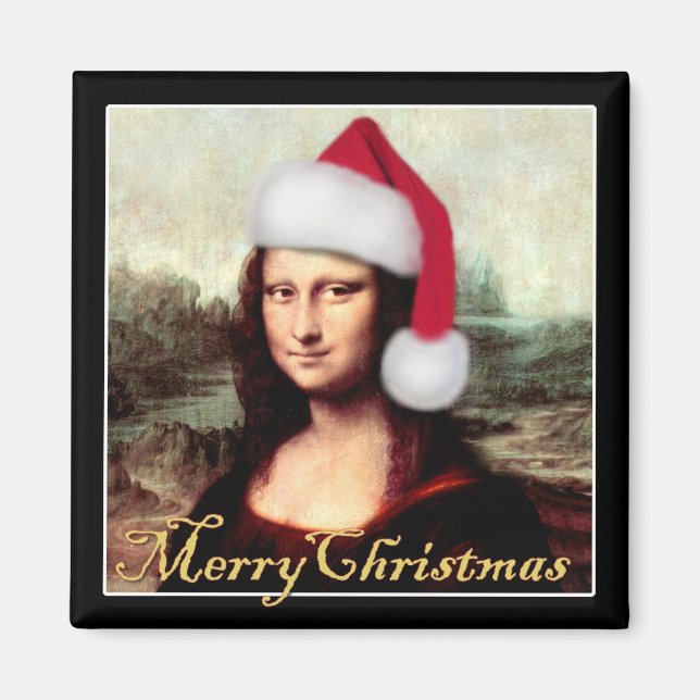 Mona Lisas Weihnachtszeit-Weihnachtsmannmütze Magnet (Vorne)